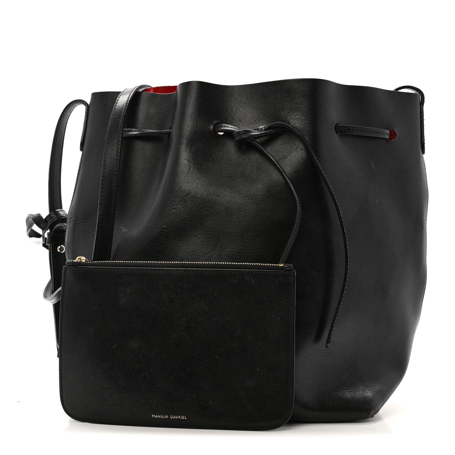 Mansur Gavriel Vegetable Tanned Calfskin Bucket Bag Black Flamma 3 of 16