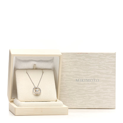 Mikimoto 18K White Gold Diamond Akoya Pearl 7mm Circle Pendant Necklace 5 of 5