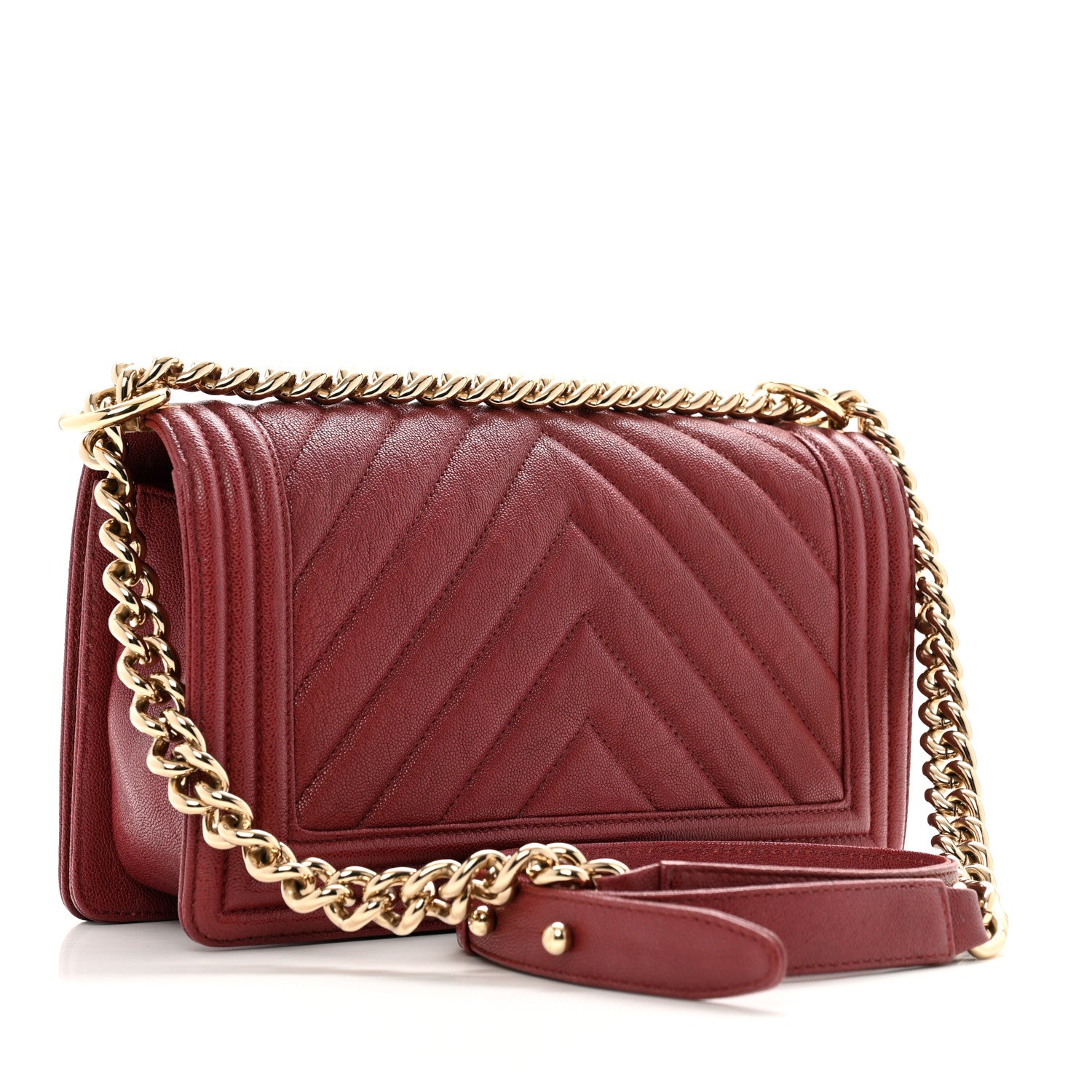 Chanel Caviar Chevron Quilted Medium Boy Flap Red 3 of 13