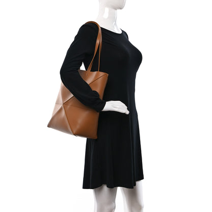 Loewe Shiny Calfskin Medium Puzzle Fold Tote Warm Desert 2 of 13
