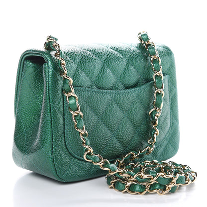 Chanel Metallic Caviar Quilted Mini Square Flap Green 3 of 10