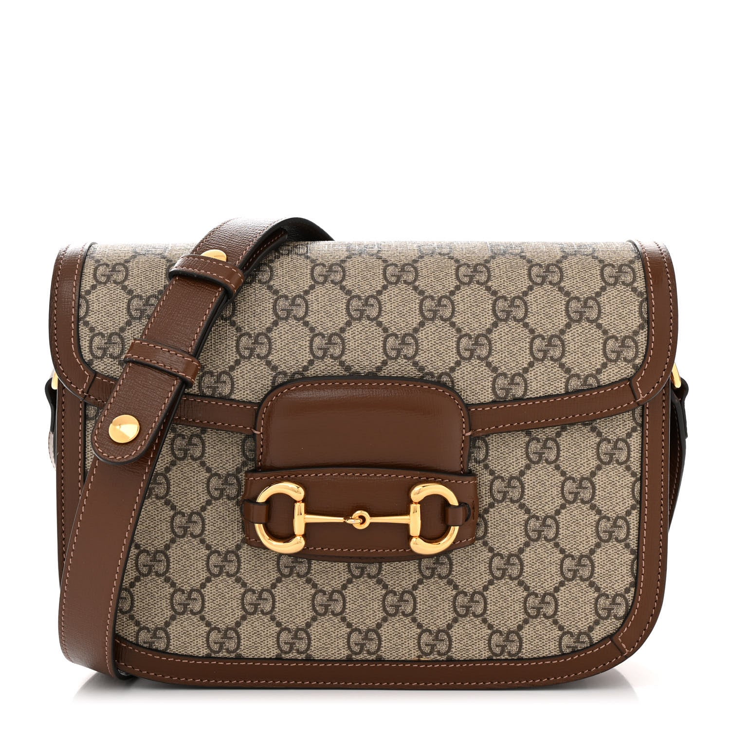 Gucci GG Supreme Monogram Horsebit 1955 Shoulder Bag Beige Brown Sugar 1 of 11