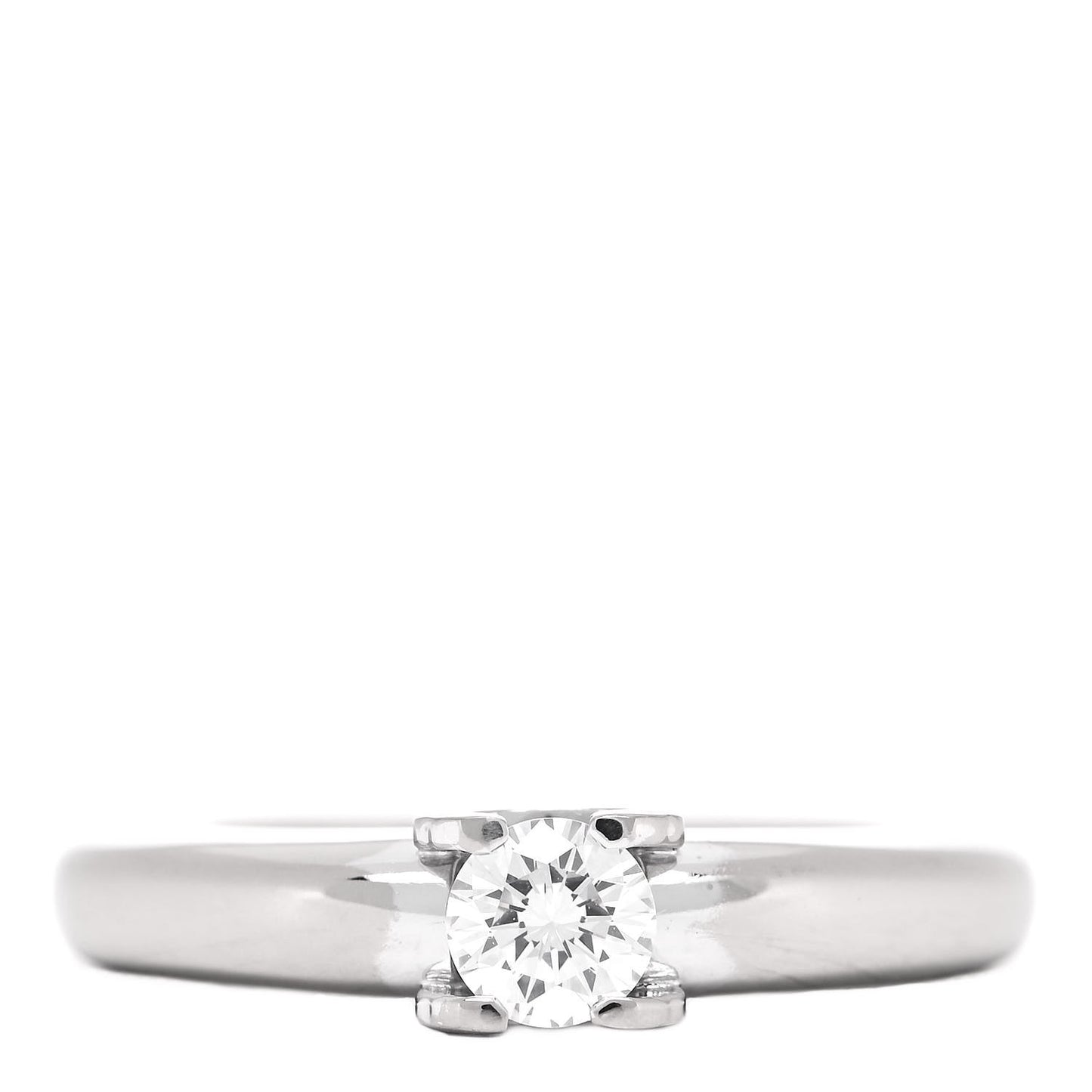 18K White Gold Diamond .31ct C De Cartier Solitaire Ring 48 4.5