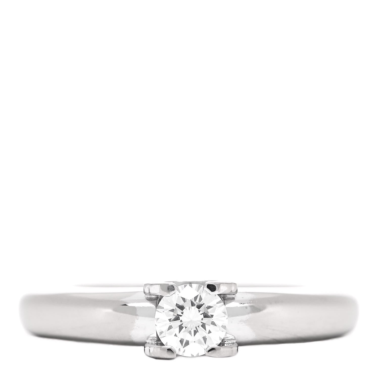 Cartier 18K White Gold Diamond .31ct C De Cartier Solitaire Ring 48 4.5 1 of 5