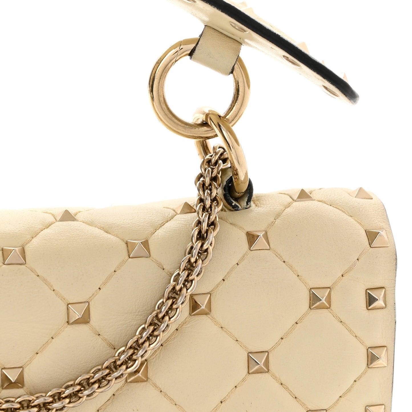 Nappa Small Rockstud Spike Shoulder Bag Light Ivory