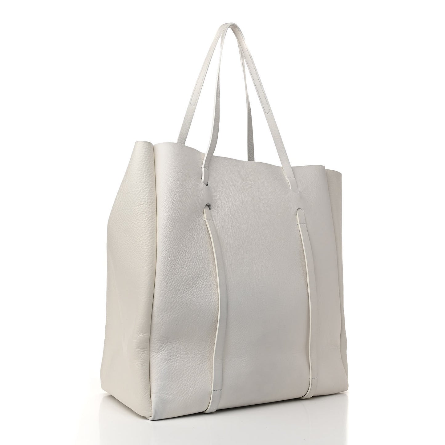 Smooth Calfskin Double Sided Medium Everyday Tote Optic White Black