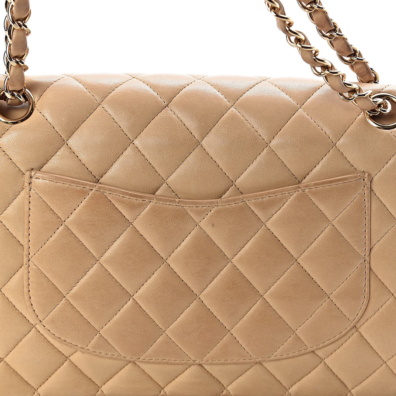 Chanel Lambskin Quilted Medium Double Flap Beige 15 of 18