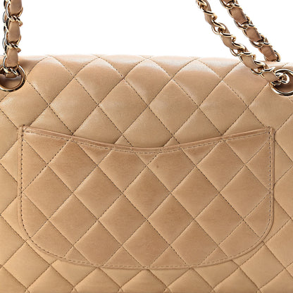 Chanel Lambskin Quilted Medium Double Flap Beige 15 of 18