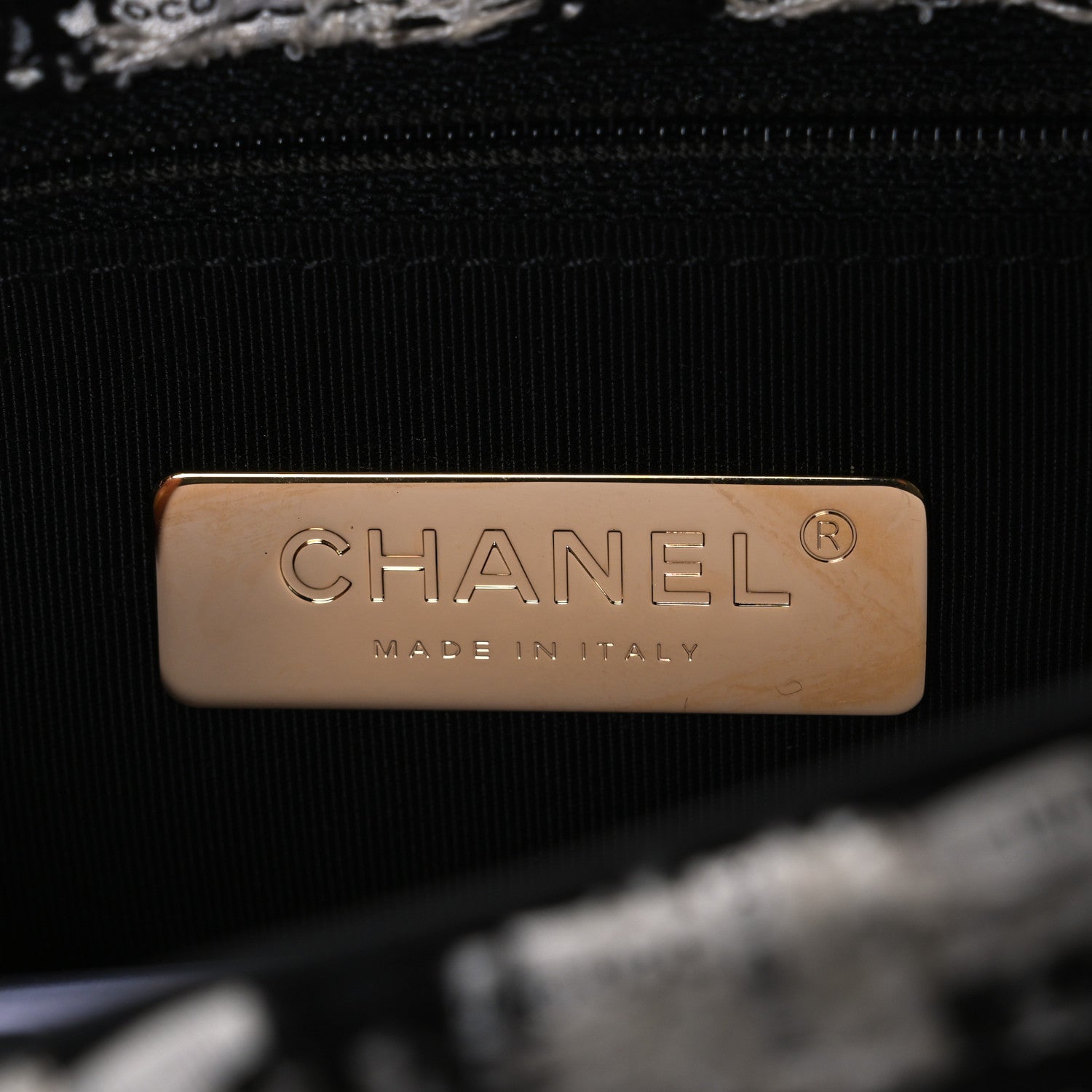Chanel Tweed Quilted Large Chanel 19 Flap Black Ecru White 5 of 9