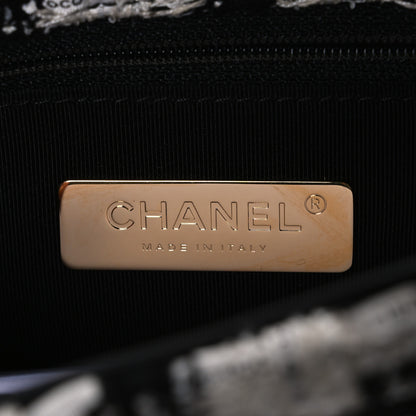 Chanel Tweed Quilted Large Chanel 19 Flap Black Ecru White 5 of 9