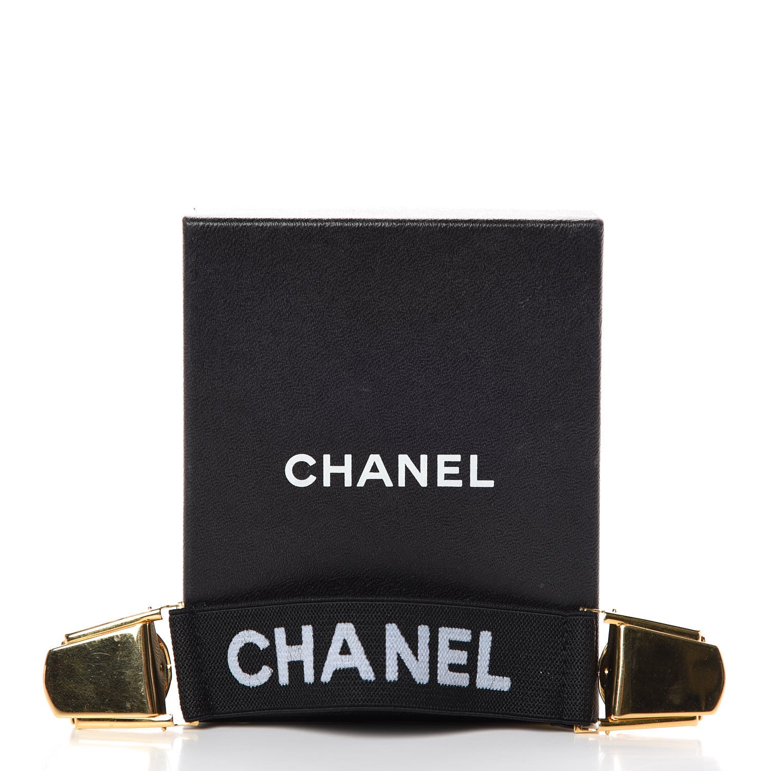 Chanel Elastic Logo Suspenders Clip Black 3 of 3