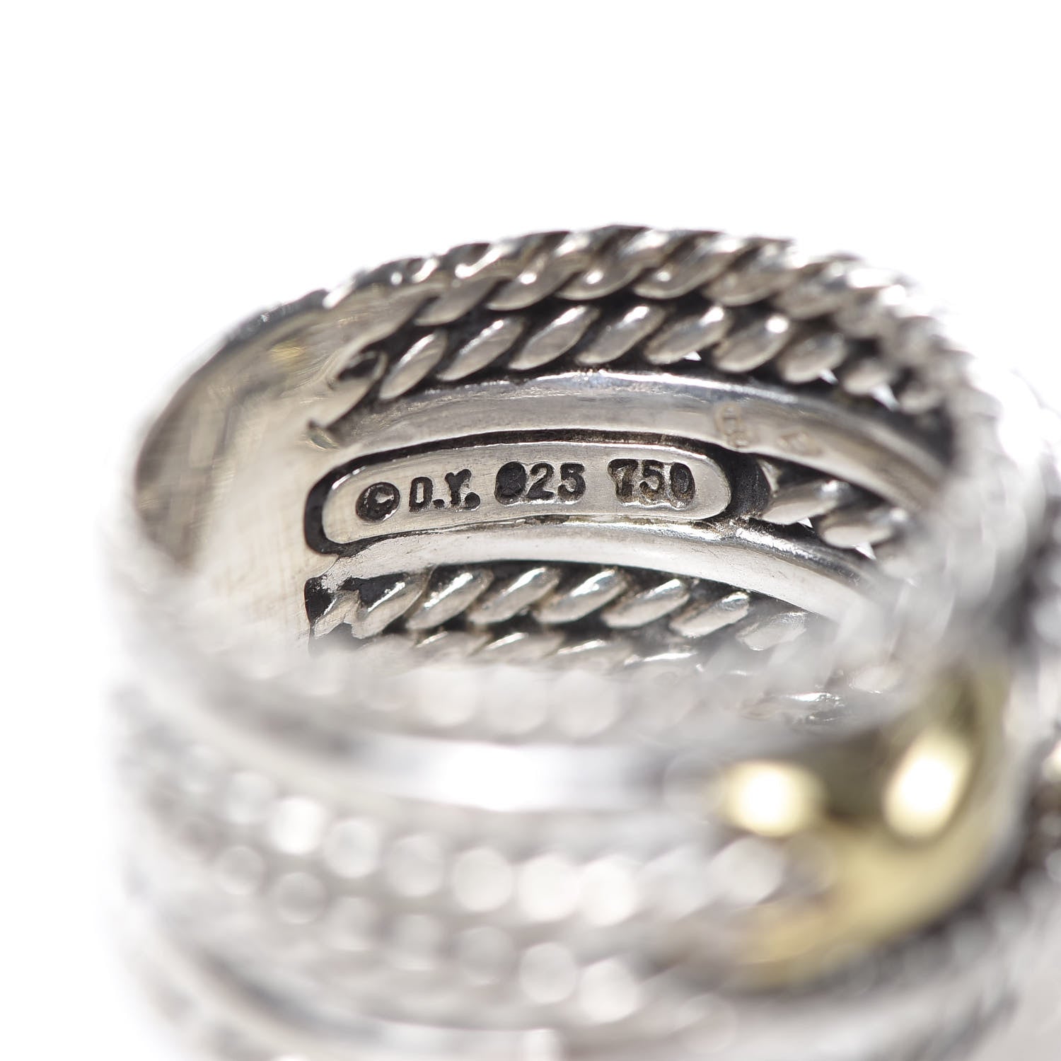 David Yurman Sterling Silver 18K Yellow Gold Double X Crossover Ring 51 5.75 5 of 5