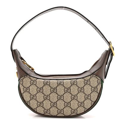 Gucci GG Supreme Monogram Textured Dollar Calfskin Web Mini Ophidia Bag Beige Ebony New Acero 1 of 10