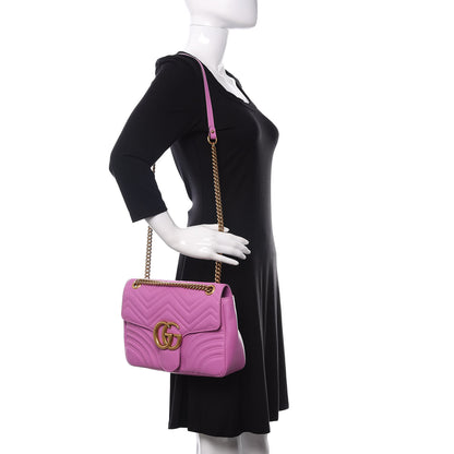 Gucci Calfskin Matelasse Medium GG Marmont Shoulder Bag Candy Mousse 3 of 12