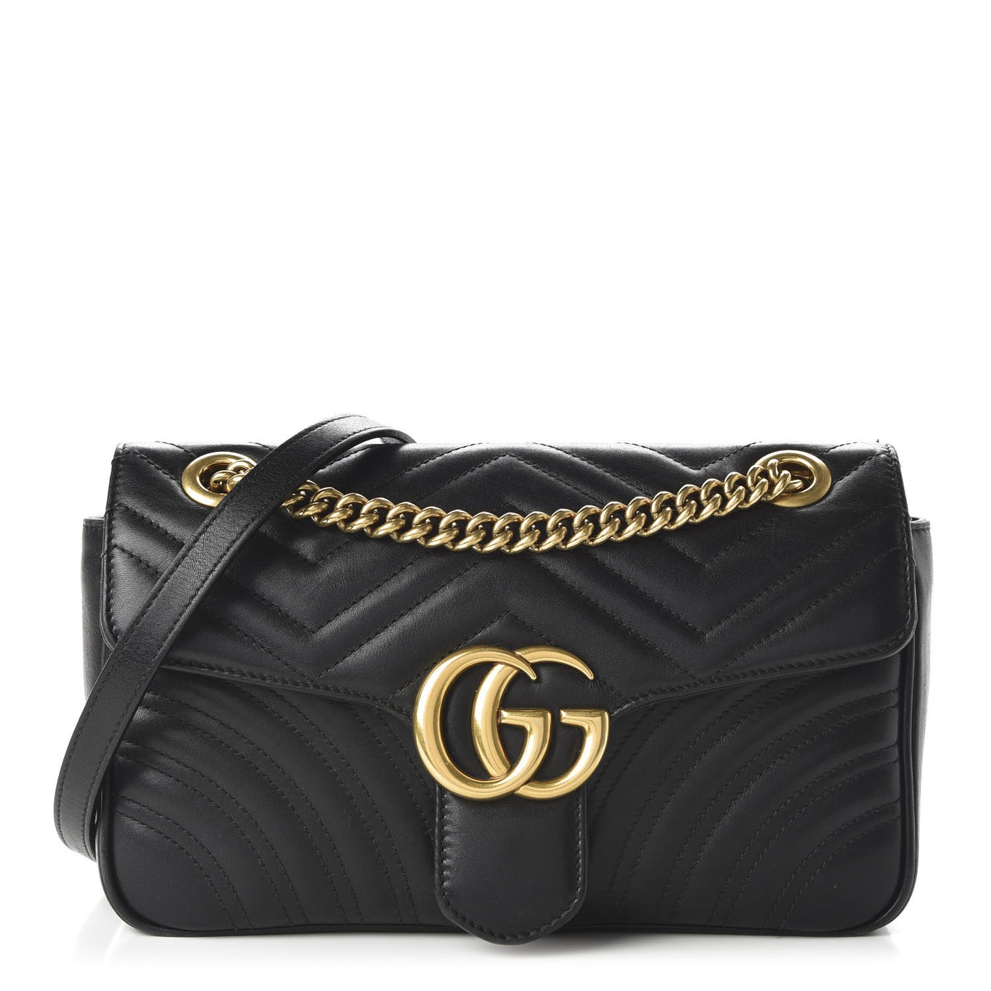 Calfskin Matelasse Small GG Marmont Shoulder Bag Black