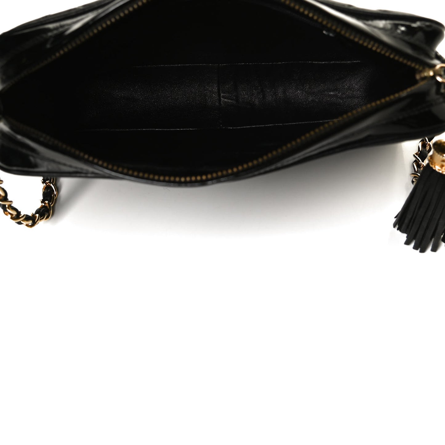 Patent Quilted Tassel Camera Case Black