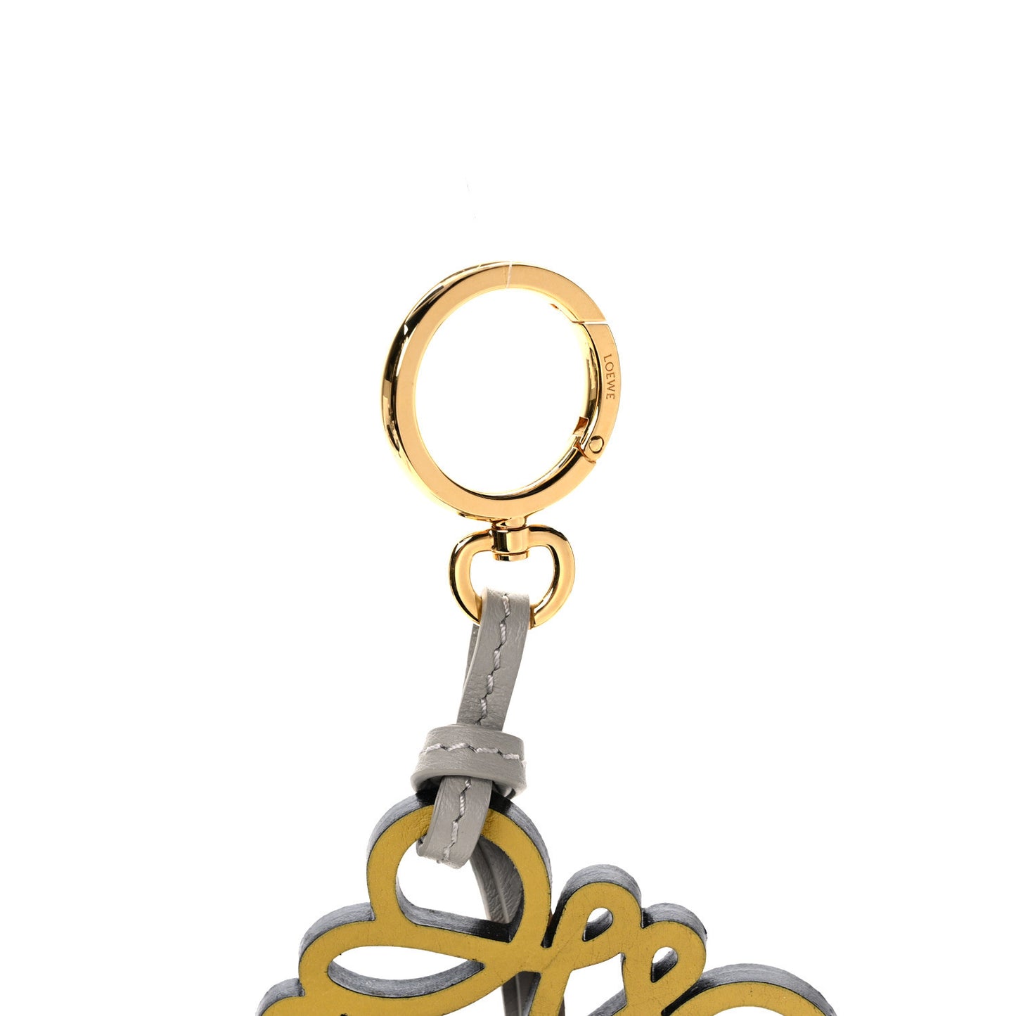 Calfskin Anagram Bag Charm Key Holder Yellow