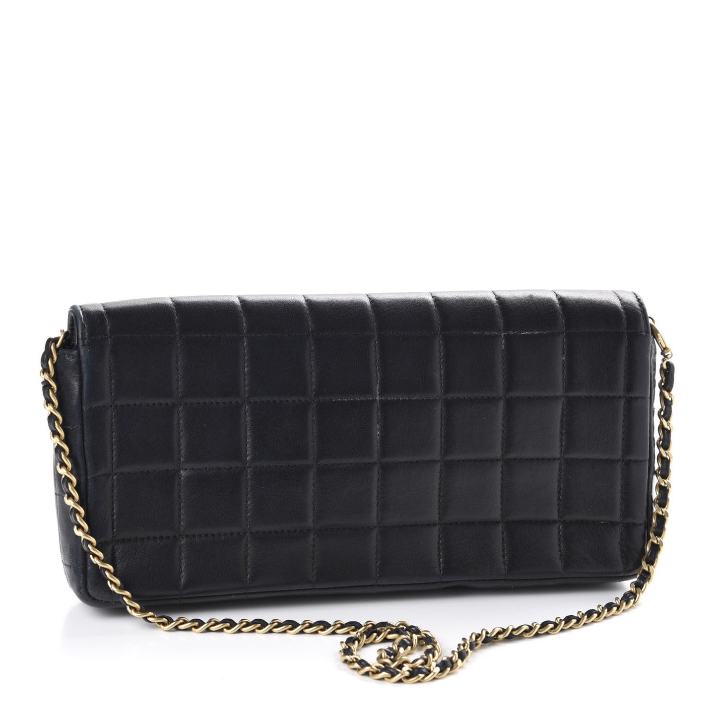 Lambskin East West Chocolate Bar Flap Black