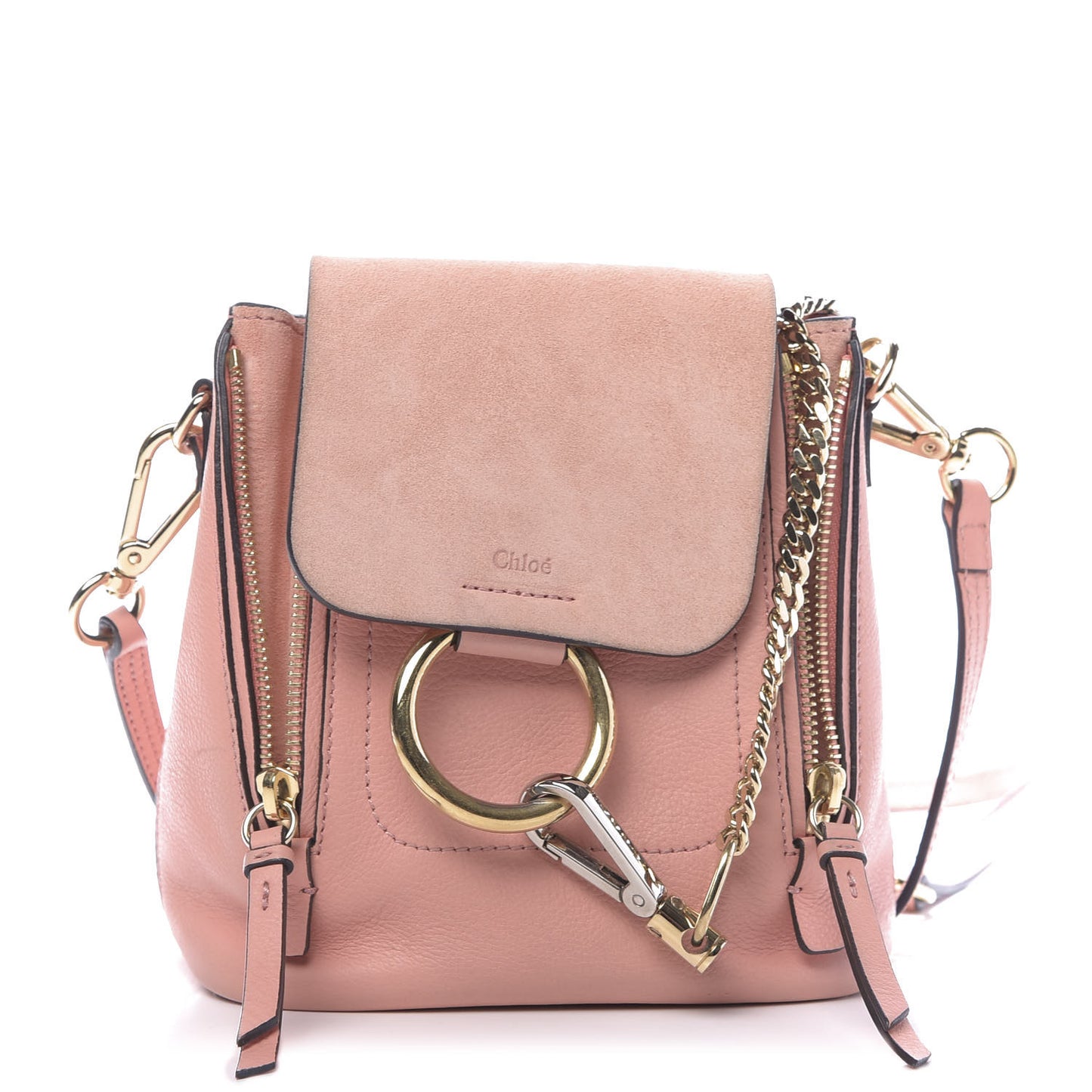 Suede Calfskin Mini Faye Backpack Washed Pink