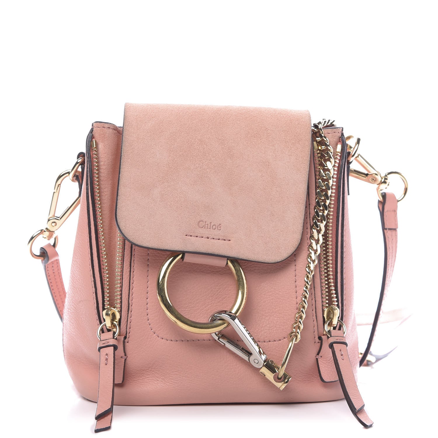 Chloe Suede Calfskin Mini Faye Backpack Washed Pink 1 of 10