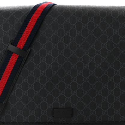 Gucci GG Supreme Monogram Web Messenger Diaper Bag Black Grey 9 of 11