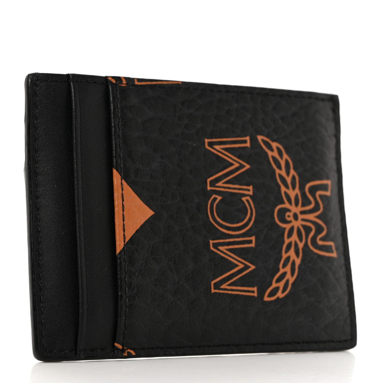 MCM Calfskin Visetos Mini Aren Maxi Monogram Card Case Black 3 of 6