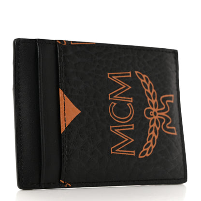 MCM Calfskin Visetos Mini Aren Maxi Monogram Card Case Black 3 of 6