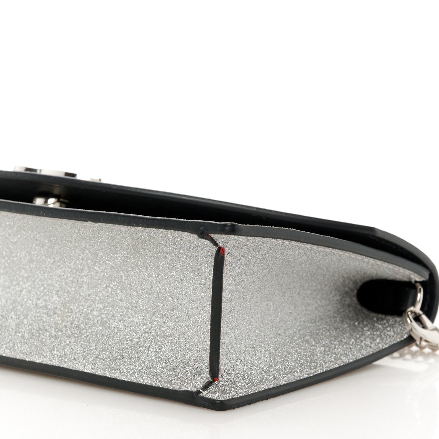 Glitter Calfskin Loubi54 Crossbody Clutch Silver