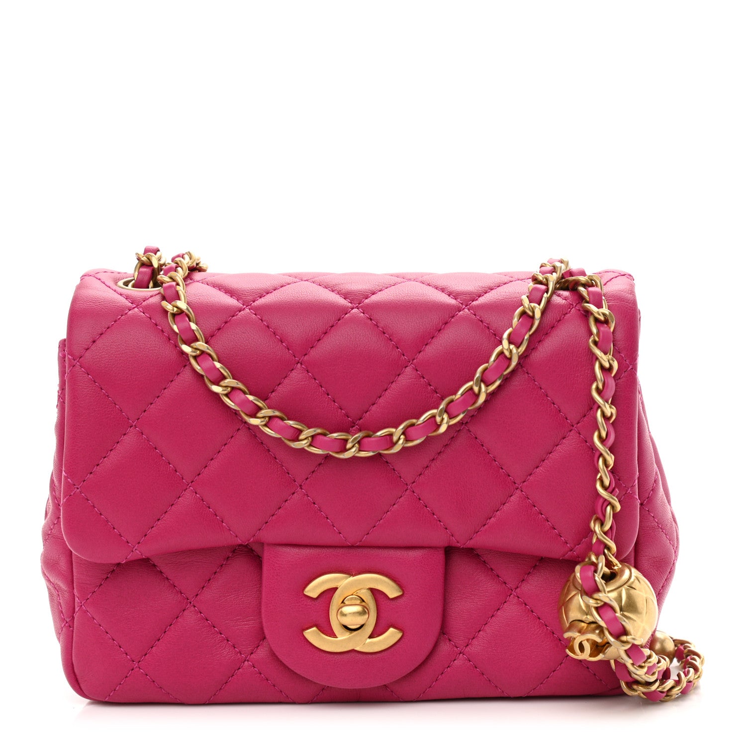 Chanel Lambskin Quilted Mini Pearl Crush Flap Fuchsia 1 of 11