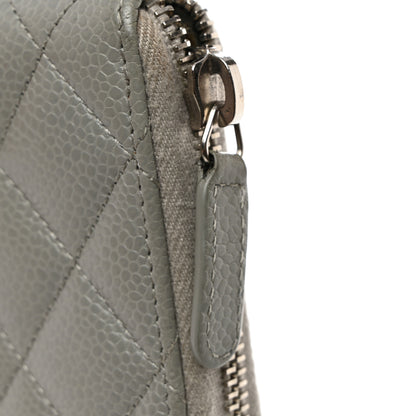Chanel Caviar Quilted Large Gusset Zip Around Wallet Grey 10 of 12