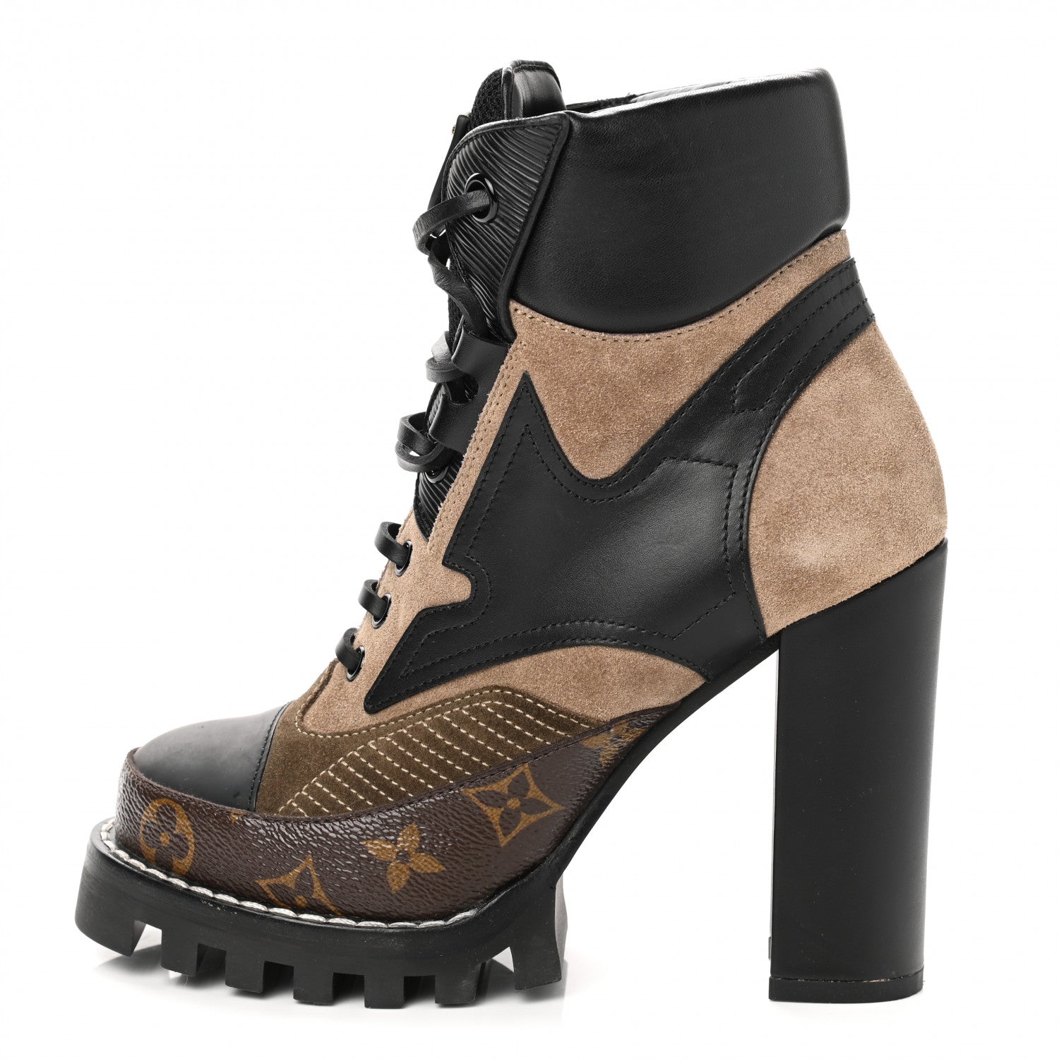 Louis Vuitton Suede Calfskin Monogram Star Trail Ankle Boots 36 Khaki 1 of 8