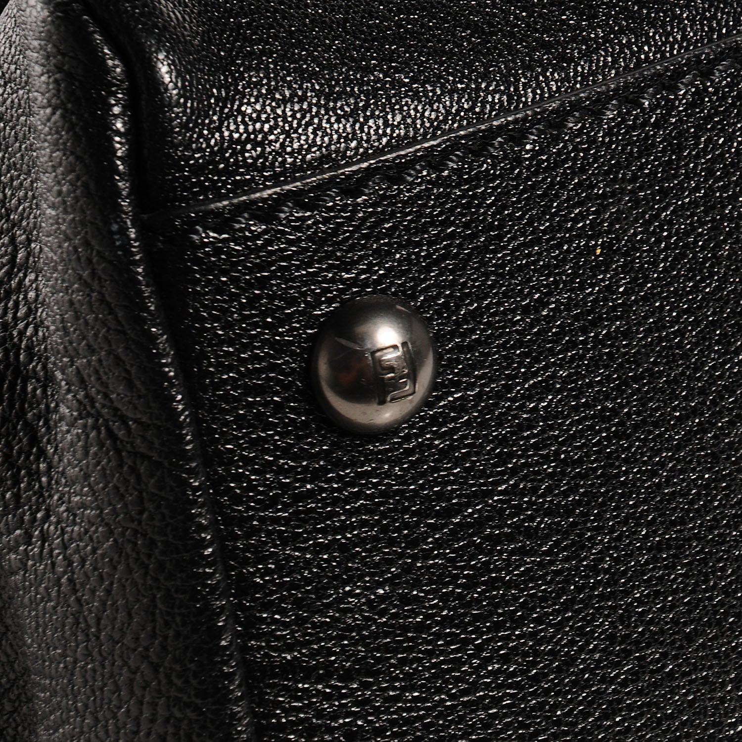 Fendi Goatskin Zucca Large Peekaboo Iconic Satchel Black Tobacco 8 of 12