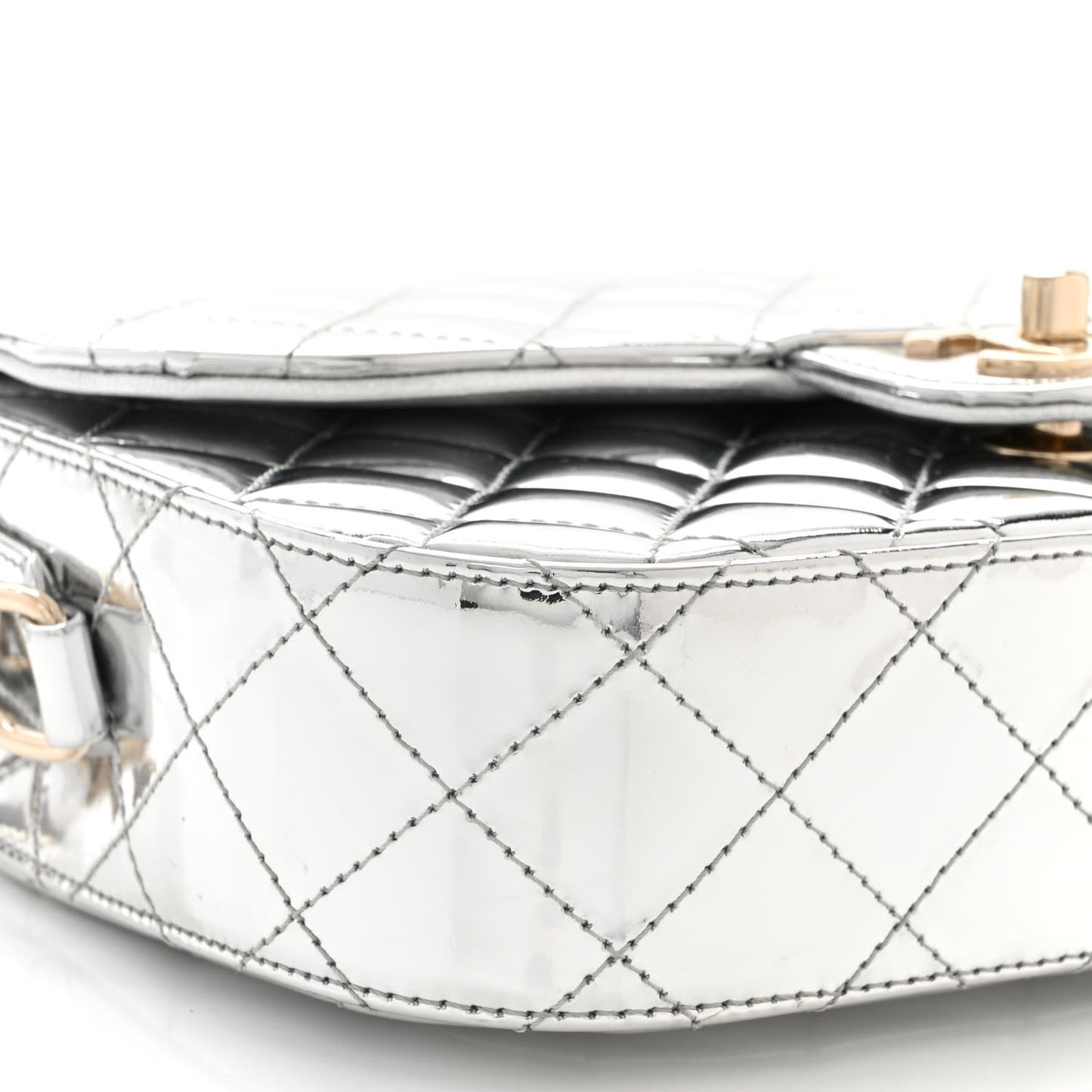 Mirror Calfskin Metallic Calfskin Medium Hollywood Boulevard Flap With Star Coin Purse Silvery