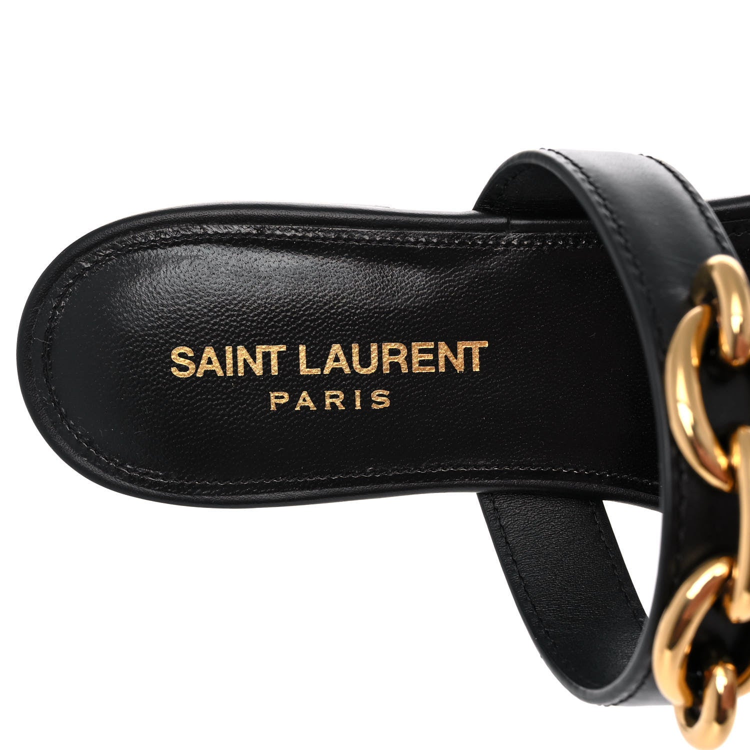 Saint Laurent Calfskin Chain Jota Maillon Sandals 39 Black 7 of 9