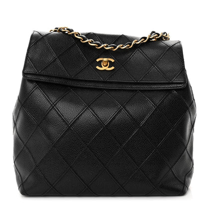 Chanel Caviar Stitched Fold Over Shoulder Bag Black 1 of 8