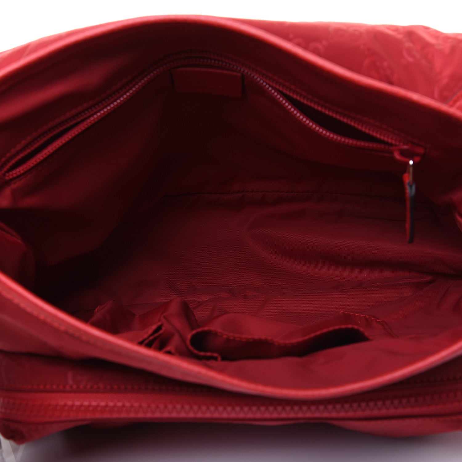 Gucci Nylon Monogram Double Buckle Flap Messenger Bag Vibrant Red 5 of 15