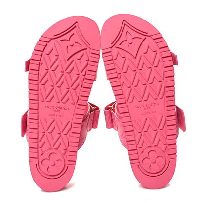 Louis Vuitton Calfskin Monogram Embossed Bom Dia Flat Mule Sandals 39 Pink 5 of 8