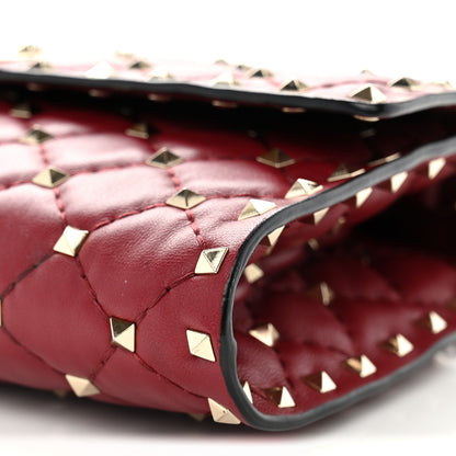 Valentino Garavani Nappa Rockstud Spike Wallet on Chain Rubino 9 of 10