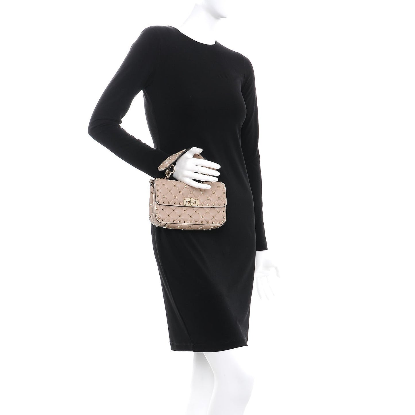 Nappa Small Rockstud Spike Shoulder Bag Poudre