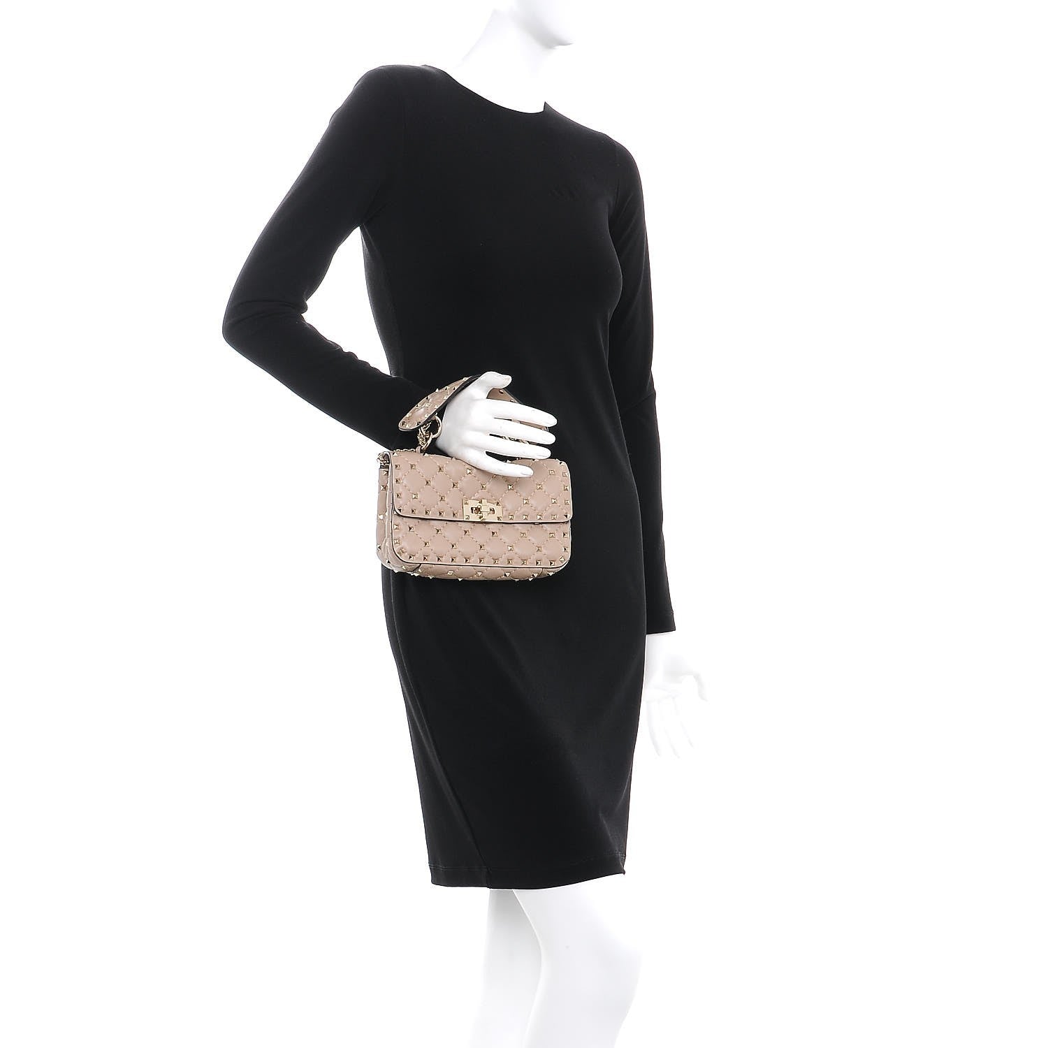 Valentino Garavani Nappa Small Rockstud Spike Shoulder Bag Poudre 2 of 9