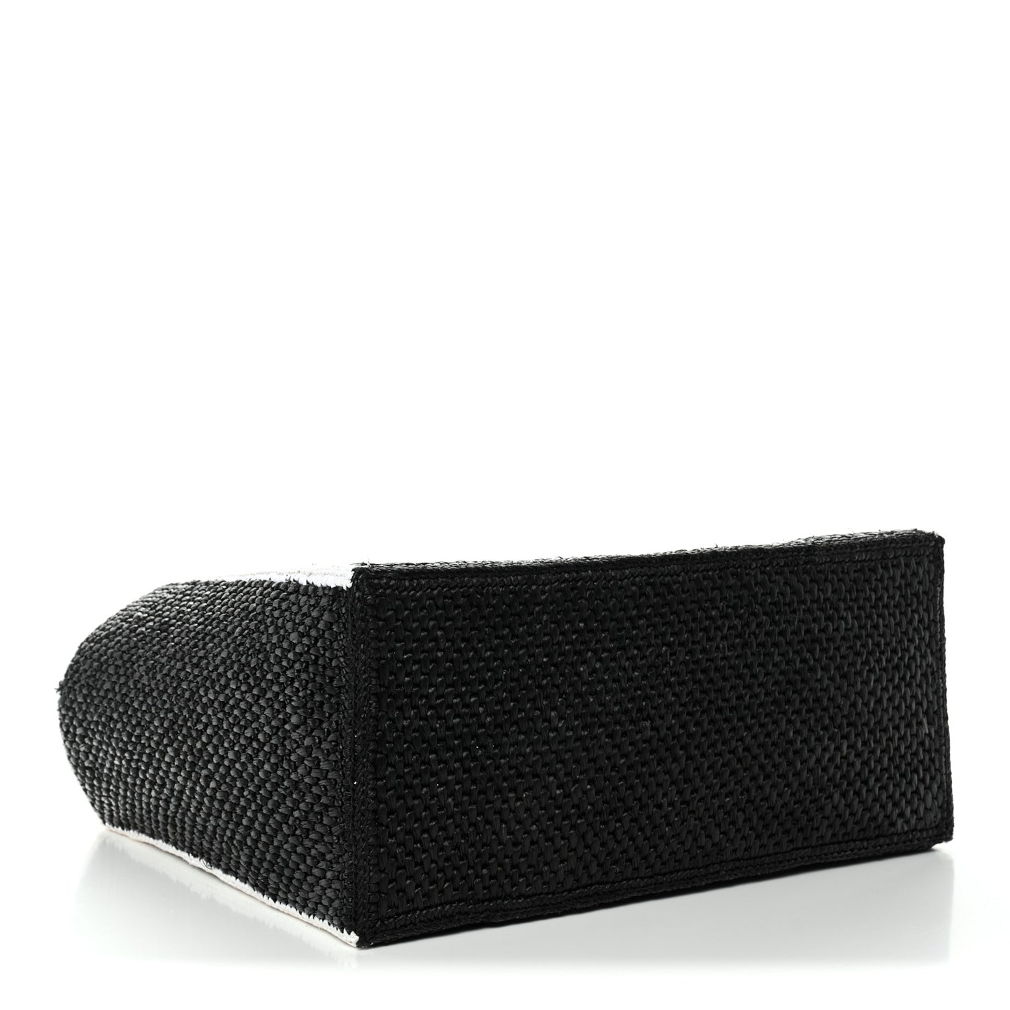 Raffia Large Paula's Ibiza Logo Tote Black White