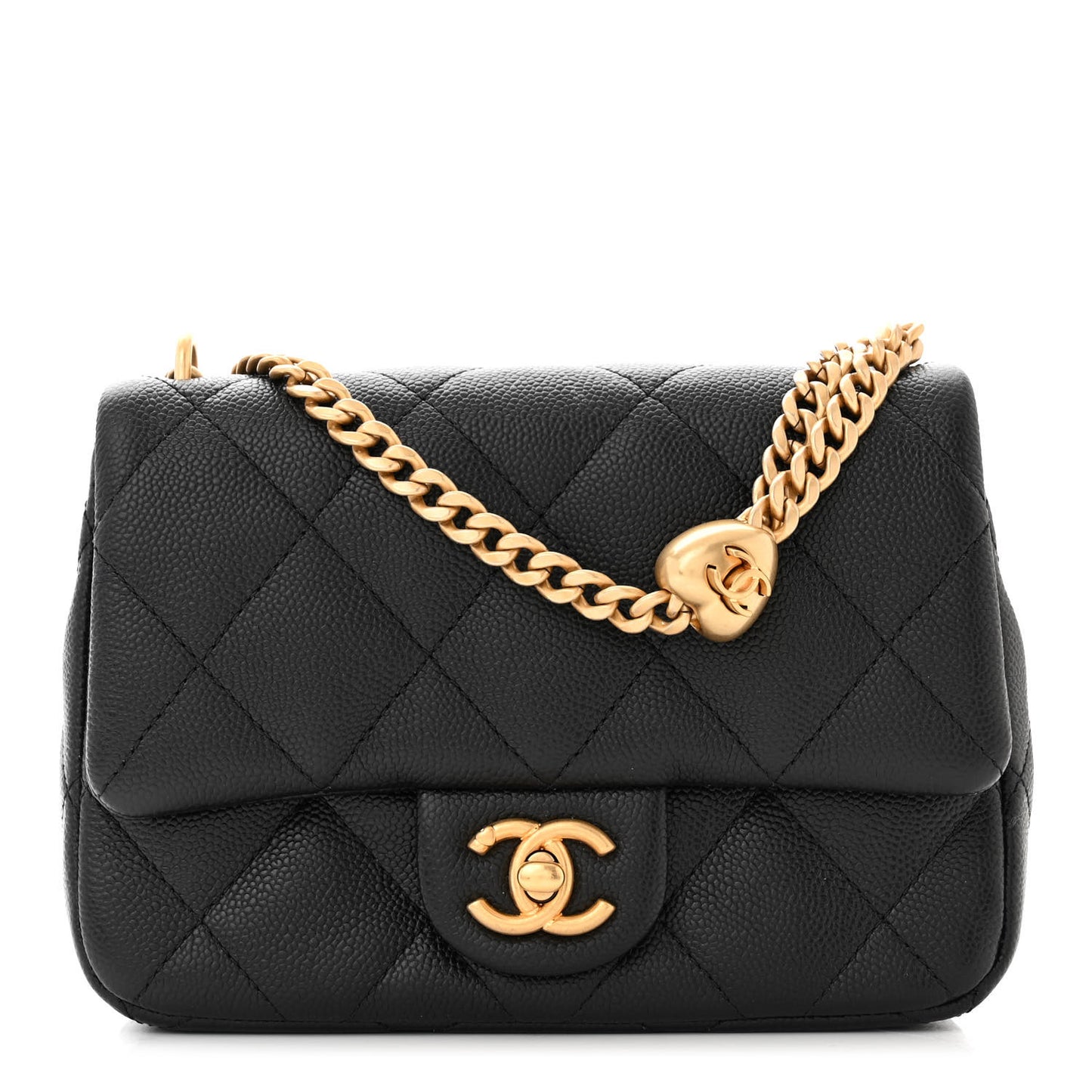 Caviar Quilted Mini Sweetheart Flap Black