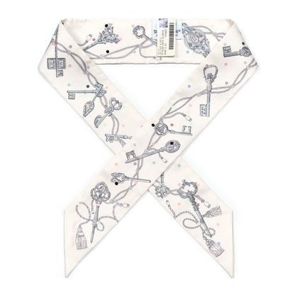 Hermes Silk Les Cles A Pois Twilly White Gris Acier 1 of 4
