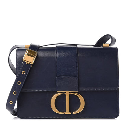 Christian Dior Shiny Crinkled Lambskin 30 Montaigne Flap Bag Indigo 1 of 13
