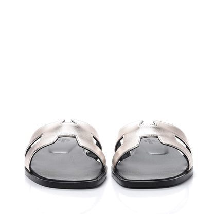 Hermes Metallic Calfskin Oran Sandals 39.5 Rose Dore 2 of 9