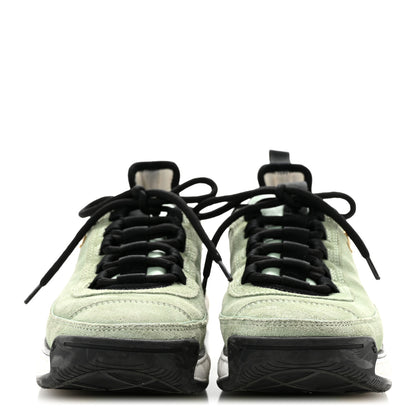 Chanel Suede Calfskin Nylon Grosgrain CC Sneakers 37.5 Light Green 3 of 10