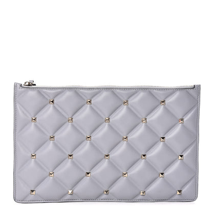 Valentino Garavani Nappa Candystud Zip Pouch Pastel Grey 1 of 9