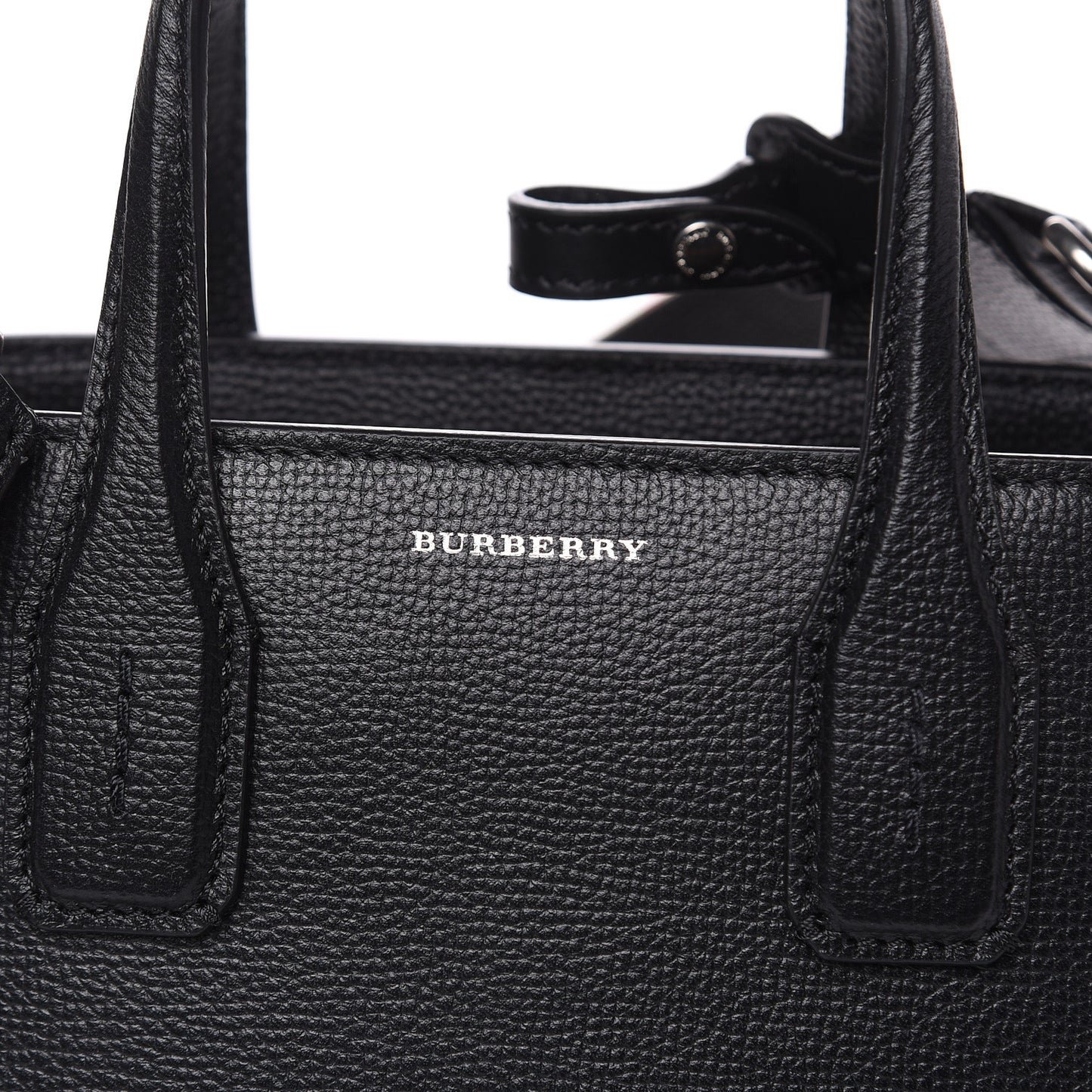 Grainy Calfskin House Check Small Banner Tote Black