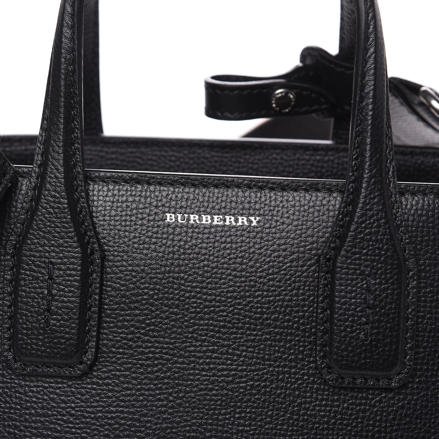 Burberry Grainy Calfskin House Check Small Banner Tote Black 7 of 10