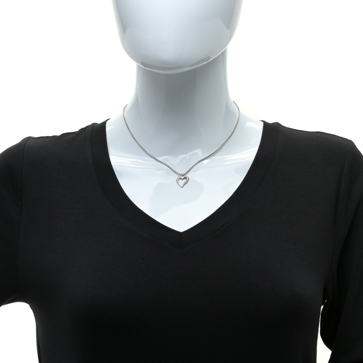 Sterling Silver 14K Yellow Gold Mini Cable Heart Pendant Necklace